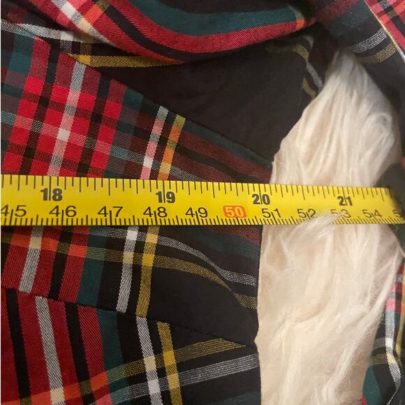 J.Crew Size PM Plaid Ruffle Shoulder Top | Holiday Tartan Blouse Long Sleeve - Picture 13 of 14